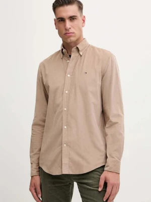 Tommy Hilfiger koszula sztruksowa męska kolor brązowy regular z kołnierzykiem button-down MW0MW40486