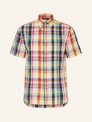 Tommy Hilfiger Koszula Z Krótkim Rękawem Regular Fit Z Lnem orange