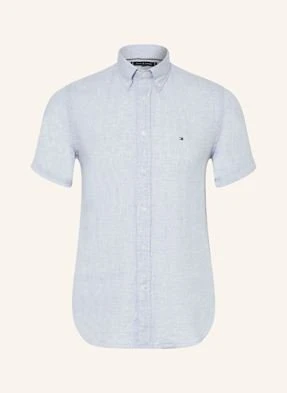 Tommy Hilfiger Koszula Z Krótkim Rękawem Regular Fit Z Lnu blau