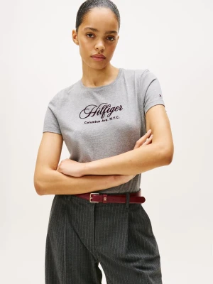 Tommy Hilfiger Koszulka damska Kobiety Bawełna szary|lila marmurkowy,