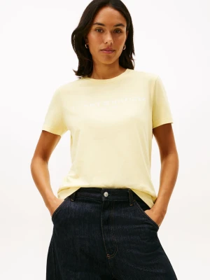 Tommy Hilfiger Koszulka damska Kobiety Bawełna żółty jednolity,