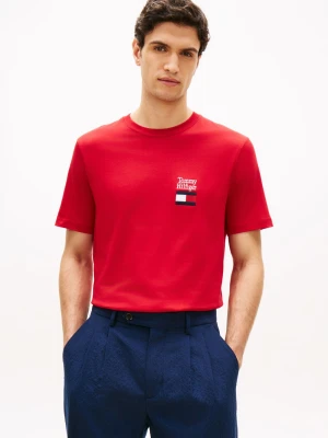 Tommy Hilfiger Koszulka męska Mężczyźni Bawełna (100%) czerwony jednolity,