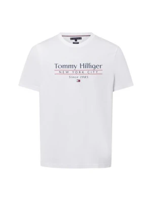 Tommy Hilfiger Koszulka męska Mężczyźni Bawełna biały jednolity,