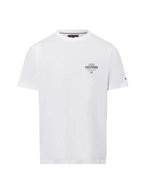 Tommy Hilfiger Koszulka męska Mężczyźni Bawełna biały jednolity,