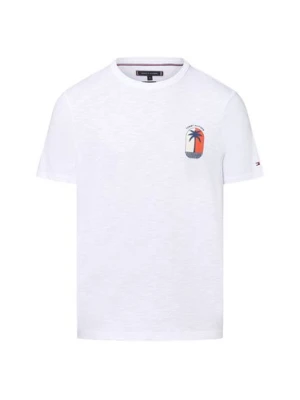 Tommy Hilfiger Koszulka męska Mężczyźni Bawełna biały jednolity,