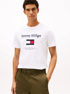 Tommy Hilfiger Koszulka męska Mężczyźni Bawełna biały,