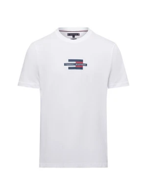 Tommy Hilfiger Koszulka męska Mężczyźni Bawełna biały jednolity,