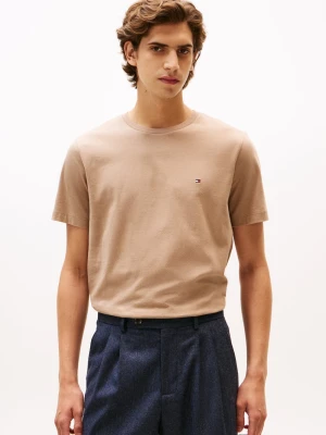 Tommy Hilfiger Koszulka męska Mężczyźni Bawełna brązowy jednolity,