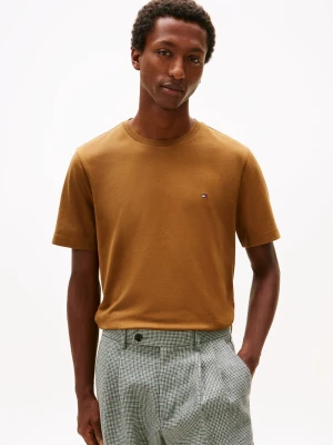 Tommy Hilfiger Koszulka męska Mężczyźni Bawełna brązowy jednolity,