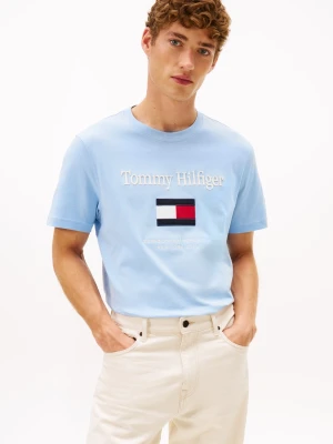 Tommy Hilfiger Koszulka męska Mężczyźni Bawełna niebieski jednolity,