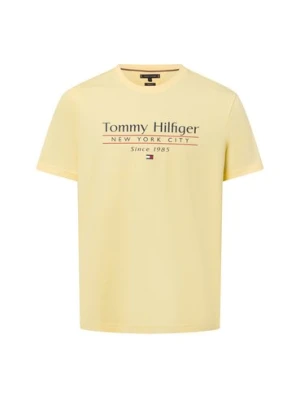 Tommy Hilfiger Koszulka męska Mężczyźni Bawełna żółty jednolity,