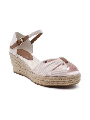 Tommy Hilfiger Koturny HIGH WEDGE SEERSUCKER | z dodatkiem skóry