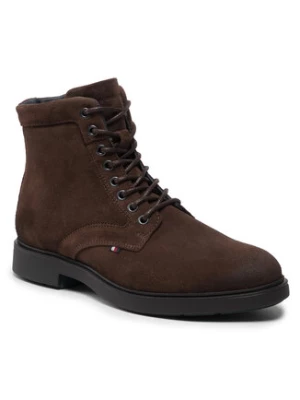 Tommy Hilfiger Kozaki Elevated Rounded Suede Lace Boot FM0FM04185 Brązowy