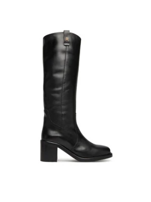 Tommy Hilfiger Kozaki Riding Lthr Long Boot Block Heel FW0FW08777 Czarny