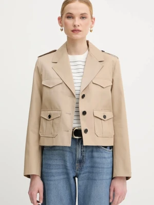 Tommy Hilfiger kurtka bawełniana kolor beżowy przejściowa WW0WW47164