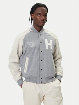 Tommy Hilfiger Kurtka bomber Mix Media Varsity MW0MW39684 Szary jasny Regular Fit