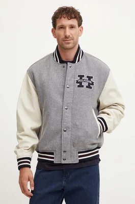 Tommy Hilfiger kurtka bomber wełniana kolor szary zimowa MW0MW37032