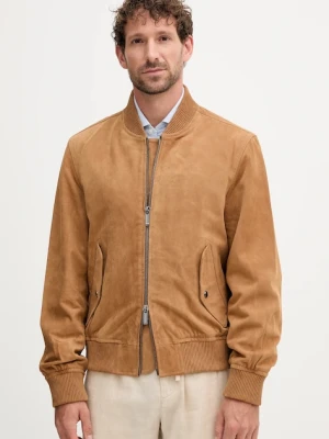 Tommy Hilfiger kurtka bomber zamszowa kolor beżowy przejściowa MW0MW40558