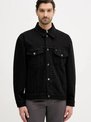 Tommy Hilfiger kurtka jeansowa kolor czarny przejściowa oversize MW0MW42616