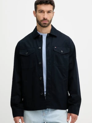 Tommy Hilfiger kurtka koszulowa bawełniana kolor granatowy przejściowa MW0MW39634