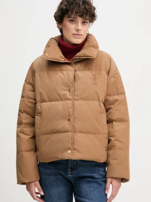 Tommy Hilfiger kurtka puchowa kolor brązowy zimowa oversize WW0WW47294