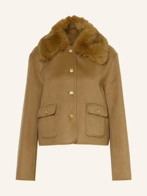 Tommy Hilfiger Kurtka Pudełkowa Z Odpinanym Kołnierzem Ze Sztucznego Futra braun CAMELOWY