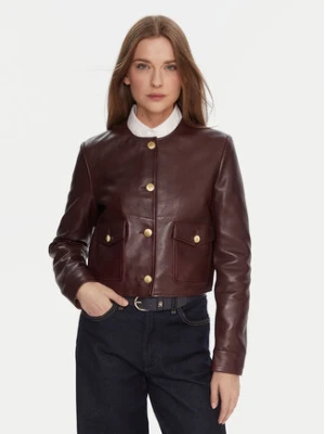 Tommy Hilfiger Kurtka skórzana WW0WW46861 Bordowy Regular Fit