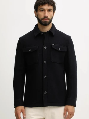 Tommy Hilfiger kurtka wełniana kolor granatowy przejściowa MW0MW40771