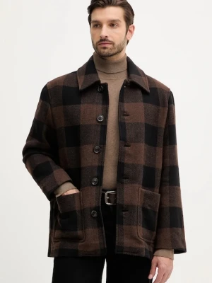 Tommy Hilfiger kurtka z dodatkiem wełny kolor brązowy przejściowa MW0MW40623