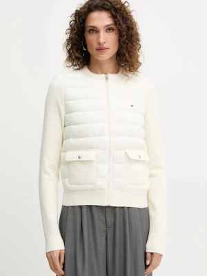 Tommy Hilfiger kurtka z domieszką wełny kolor beżowy przejściowa WW0WW46741
