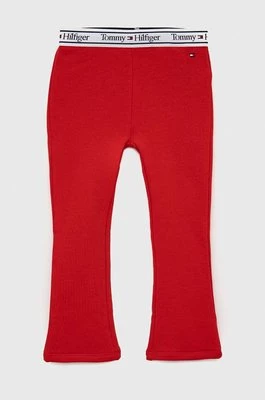 Tommy Hilfiger legginsy dziecięce kolor czerwony gładkie