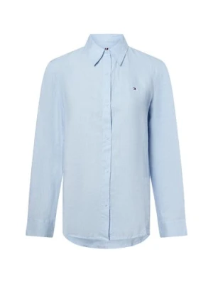 Tommy Hilfiger Lniana bluzka damska Kobiety len niebieski jednolity,