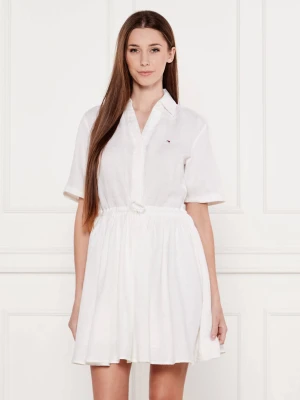 Tommy Hilfiger Lniana sukienka biały