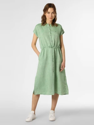 Tommy Hilfiger Lniana sukienka damska Kobiety len zielony wypukły wzór tkaniny,