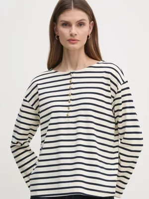 Tommy Hilfiger longsleeve bawełniany kolor beżowy WW0WW45437