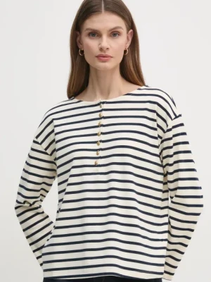 Tommy Hilfiger longsleeve bawełniany kolor beżowy WW0WW45437