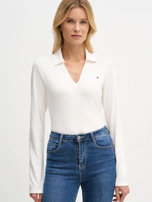 Tommy Hilfiger longsleeve bawełniany kolor beżowy WW0WW47850