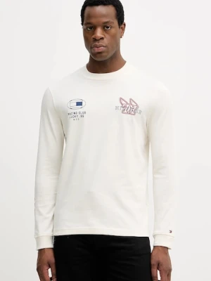 Tommy Hilfiger longsleeve bawełniany kolor beżowy z nadrukiem MW0MW41467