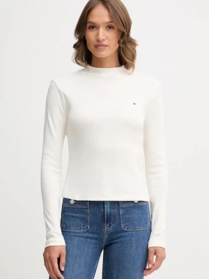 Tommy Hilfiger longsleeve bawełniany kolor beżowy z półgolfem WW0WW47307