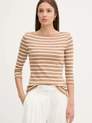 Tommy Hilfiger longsleeve bawełniany kolor brązowy WW0WW40589