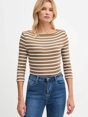 Tommy Hilfiger longsleeve bawełniany kolor brązowy WW0WW40589