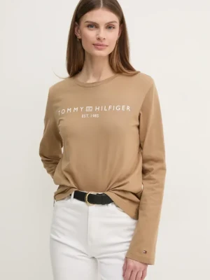 Tommy Hilfiger longsleeve bawełniany kolor brązowy WW0WW43620