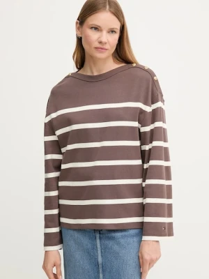 Tommy Hilfiger longsleeve bawełniany kolor brązowy WW0WW45760