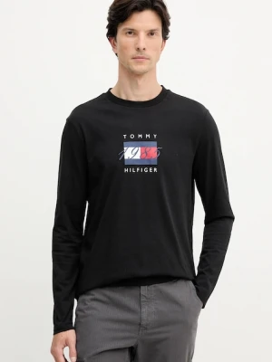Tommy Hilfiger longsleeve bawełniany kolor czarny z nadrukiem MW0MW41497