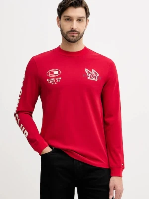 Tommy Hilfiger longsleeve bawełniany kolor czerwony z nadrukiem MW0MW41467