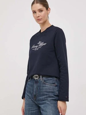 Tommy Hilfiger longsleeve bawełniany kolor granatowy