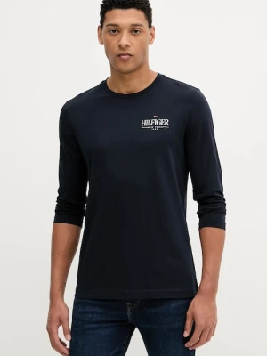 Tommy Hilfiger longsleeve bawełniany kolor granatowy z nadrukiem MW0MW41293