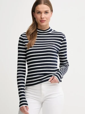 Tommy Hilfiger longsleeve bawełniany kolor granatowy z półgolfem WW0WW47307