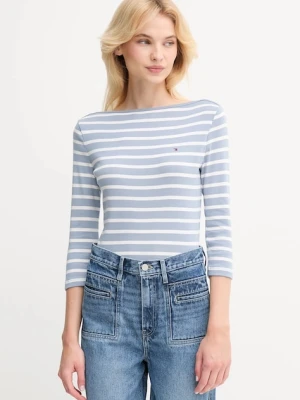 Tommy Hilfiger longsleeve bawełniany kolor niebieski WW0WW40589