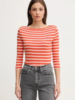 Tommy Hilfiger longsleeve bawełniany kolor pomarańczowy WW0WW40589